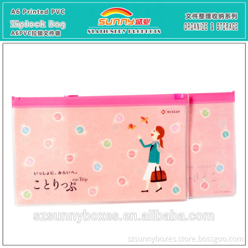 Eco-friendly Printed PVC A6 Ziplock File Bag